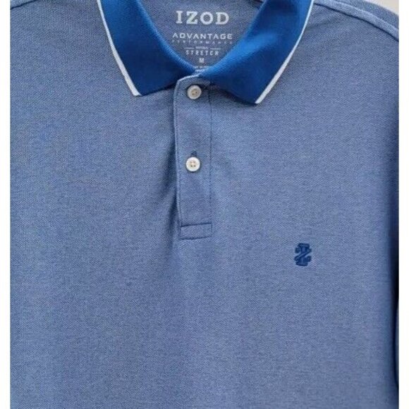 Izod Advantage Performance Stretch Polo Shirt Men’s Size M Blue Short Sleeve - Picture 2 of 8